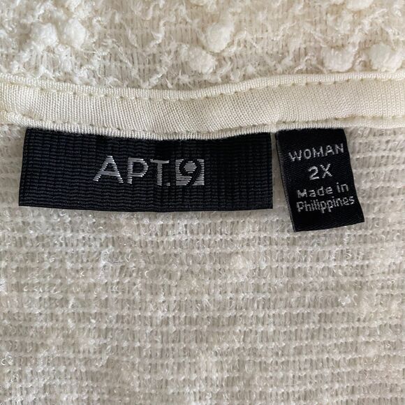 APT.9 Long Sleeve Vneck Sequined Top Knit Ivory Plus Size 2X Stretch - Picture 4 of 12